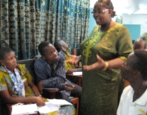 Anastasie during some group work with the youth.