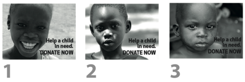 People were asked which of these images they would prefer in a fundraising campaign. (Image courtesy of Leah Chung)